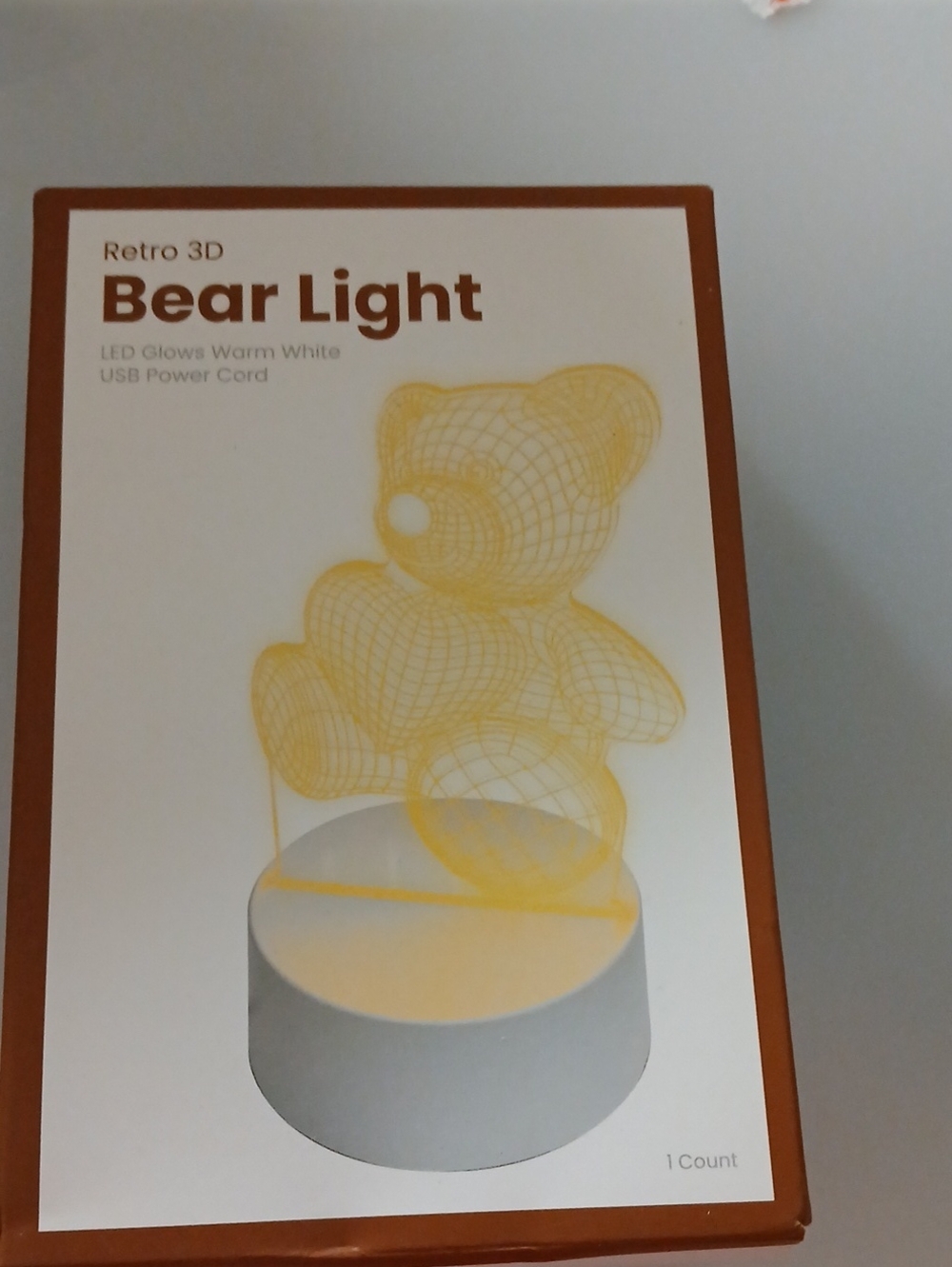 Bear Light Retro 3D Kids Night Light - Yellow